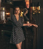 Layered With Love Embroidered Jacquard V-Neck Long Sleeve Lace Detail Fit & Flare Dress