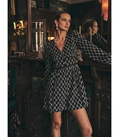 Layered With Love Embroidered Jacquard V-Neck Long Sleeve Lace Detail Fit & Flare Dress