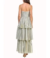 Layered with Love Fernanda Square Neck Tiered Ruffle Jacquard Gown