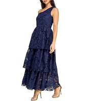 Layered With Love Florence Lace One Shoulder Neck Sleeveless Ruffle Tiered Maxi Dress