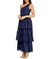 Layered With Love Florence Lace One Shoulder Neck Sleeveless Ruffle Tiered Maxi Dress