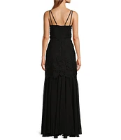 Layered With Love Ginny Floral Lace Sweetheart Neck Sleeveless Chiffon Skirt Maxi Dress