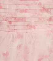 Layered With Love Griffin V-Neck Ruched Bodice Floral Chiffon Aline Tea Length Dress