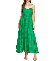 Layered With Love Jacquard Stripe V Neck Sleeveless Front Bow A-Line Maxi Dress