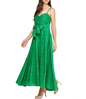 Layered With Love Jacquard Stripe V Neck Sleeveless Front Bow A-Line Maxi Dress