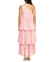 Layered With Love Lace Asymmetrical One Shoulder Neck Sleeveless Ruffle Tiered A-Line Dress