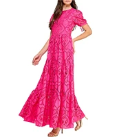 Layered With Love Lace Crew Neck Short Sleeve A-Line Maxi Dress
