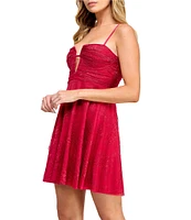 Layered With Love Lil Melissa Deep V-Neck Lace Fit & Flare Mini Dress