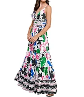 Layered With Love Lily V-Neck Smocked Printed Cotton Poplin Maxi Dress