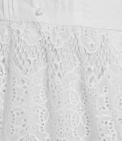 Layered With Love Paris Crew Neck Long Sleeve Scallop Hem Lace Fit & Flare Mini Dress