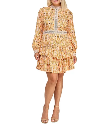 Layered With Love Plus Size Alexandra Long Sleeve Paisley Print Mini Dress