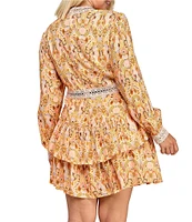 Layered With Love Plus Size Alexandra Long Sleeve Paisley Print Mini Dress