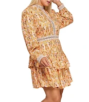 Layered With Love Plus Size Alexandra Long Sleeve Paisley Print Mini Dress