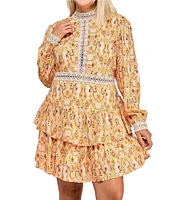 Layered With Love Plus Size Alexandra Long Sleeve Paisley Print Mini Dress