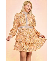 Layered With Love Plus Size Alexandra Long Sleeve Paisley Print Mini Dress
