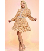 Layered With Love Plus Size Alexandra Long Sleeve Paisley Print Mini Dress
