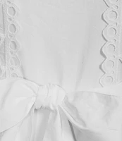 Layered With Love Plus Size Crew Neck Long Sleeve Bow Waist Detail Crochet Trim A-Line Dress