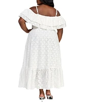Layered With Love Plus Size Estelle Off-the-Shoulder Embroidered Eyelet Dress