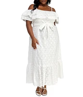 Layered With Love Plus Size Estelle Off-the-Shoulder Embroidered Eyelet Dress