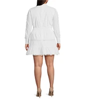 Layered With Love Plus Size Mock Neck Long Sleeve Crochet Trim Sheath Dress