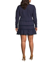 Layered With Love Plus Size Mock Neck Long Sleeve Crochet Trim Sheath Dress