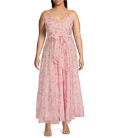 Layered With Love Plus Size Organza Chiffon V-Neck Sleeveless Tie Front Detail A-Line Dress