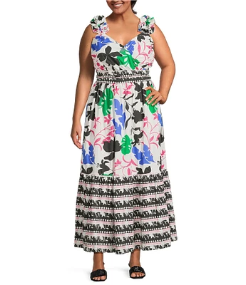 Layered With Love Plus Size Printed Ruffle Maxi Dress
