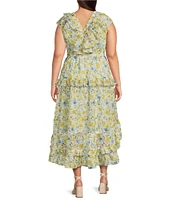 Layered With Love Plus Size Short Flutter Sleeve High-Low Hem Floral Eyelet Dress