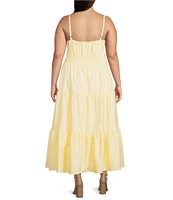 Layered With Love Plus Size Square Neck Elastic Waist Cotton Poplin Sleeveless Maxi Dress