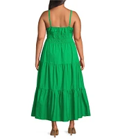 Layered With Love Plus Size Square Neck Elastic Waist Cotton Poplin Sleeveless Maxi Dress