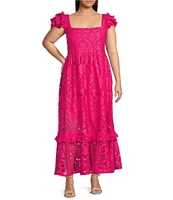 Layered With Love Plus Size Square Neck Sleeveless Ruffle Lace Maxi Dress