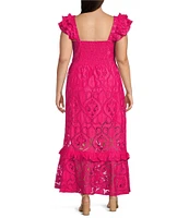 Layered With Love Plus Size Square Neck Sleeveless Ruffle Lace Maxi Dress