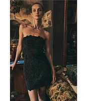 Layered With Love Samantha Strapless Embroidered Floral Velvet Jacquard Mini Dress