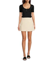 Le' AL.X Coordinating High Rise Pocketed Mini Wrap Skirt