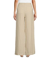 Le' AL.X Coordinating Linen High Rise Flared Leg Pleated Trouser Pants