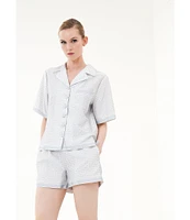Le' AL.X Logo Print Satin High Smock Waisted Coordinating Boxing Shorts
