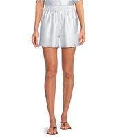 Le' AL.X Logo Print Satin High Smock Waisted Coordinating Boxing Shorts