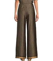 Le' AL.X Coordinating Printed High Waisted Straight Leg Satin Trouser Pants