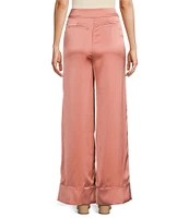 Le' AL.X Coordinating Satin Wide Leg High Rise Trouser Pants