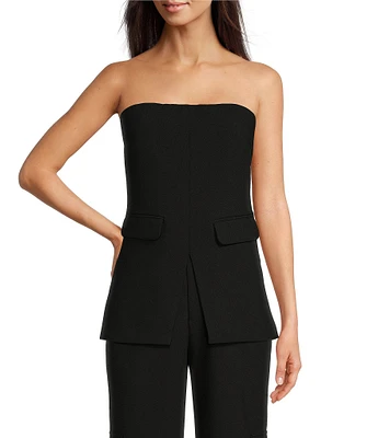 Le' AL.X Woven Crepe Straight Neck Sleeveless Cargo Suit Coordinating Top