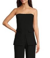 Le' AL.X Woven Crepe Straight Neck Sleeveless Cargo Suit Coordinating Top