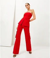 Le' AL.X Woven Crepe High Rise Pleated Front Cargo Suit Wide Leg Coordinating Pants