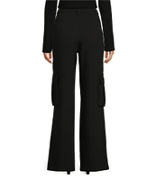 Le' AL.X Woven Crepe High Rise Pleated Front Cargo Suit Wide Leg Coordinating Pants