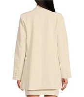 Le' AL.X Coordinating Woven Notch Lapel Collar Circle Embroidered Longline Blazer