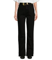 Le' AL.X Denim Built-In Western Belt High Rise Straight Leg 5-Pocket Jeans