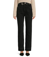 Le' AL.X Denim Built-In Western Belt High Rise Straight Leg 5-Pocket Jeans