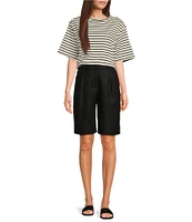 Le' AL.X High Rise Linen Bermuda Trouser Shorts