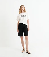 Le' AL.X High Rise Linen Bermuda Trouser Shorts