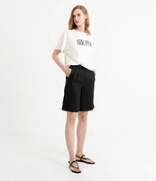 Le' AL.X High Rise Linen Bermuda Trouser Shorts