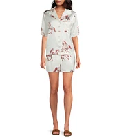 Le' AL.X Horse Motif Satin High Rise Coin Pocket Trouser Coordinating Shorts